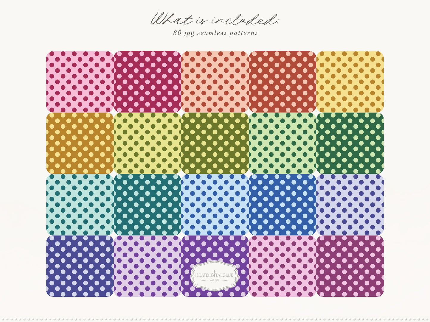 Dopamine Dots - Colorful Polka Dot Seamless Patterns, Paper Collection | 80 JPEG