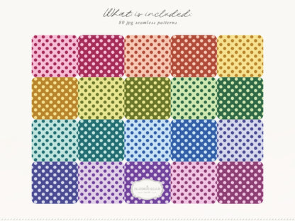 Dopamine Dots - Colorful Polka Dot Seamless Patterns, Paper Collection | 80 JPEG