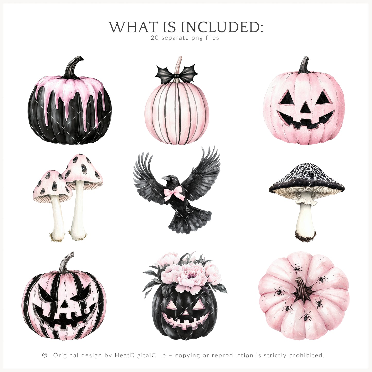 Pretty Haunting - Halloween Floral Arrangements, Gothic Pumpkins, Jack o Lantern | 20 PNG
