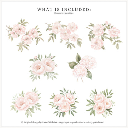 Little Coquettes - Floral Arrangements, Pink Peonies Bouquet, Girly Romantic | 21 PNG