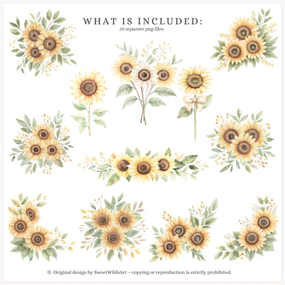 Goose Farm - Floral Arrangements Clipart, Sunflower, Autumn  Elements, Country
