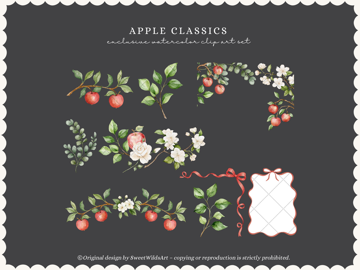 Apple Classics - Floral Clipart, Apple Blossom, Orchard Florals, Apple Branches, Nursery Flower | 28 PNG