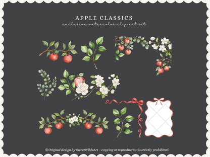 Apple Classics - Floral Clipart, Apple Blossom, Orchard Florals, Apple Branches, Nursery Flower | 28 PNG