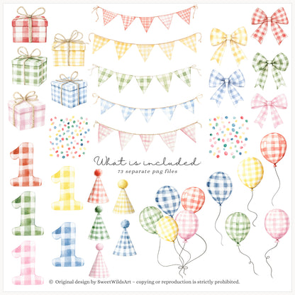 Birthday Barn - Farm Animal, Kids Party Clipart, Cow, Pig, Baby Shower | 73 PNG