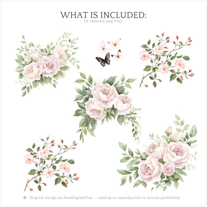 Enchanted Dream - Floral Arrangements Clipart, Wild Rose | 14 PNG