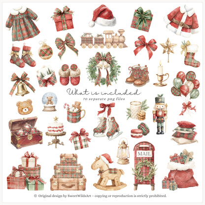 Holiday Classics - Christmas Teddy Bears Clipart, Cute Festive Nursery Animals | 70 PNG