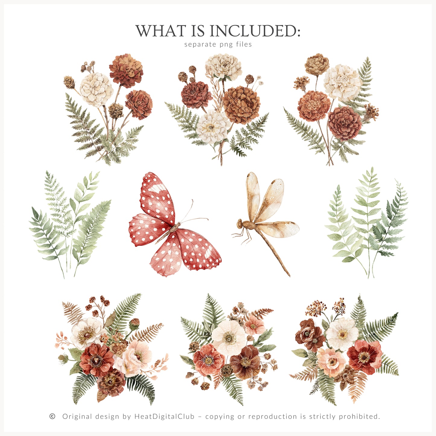 Mushroom Garden - Floral Arrangements, Mushroom Flowers, Forest Botanical Clipart, Cottagecore Florals | 20 PNG