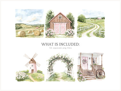 Lovely Farm - Clipart, Coquette Farm, Strawberry Pink Country | 55 PNG