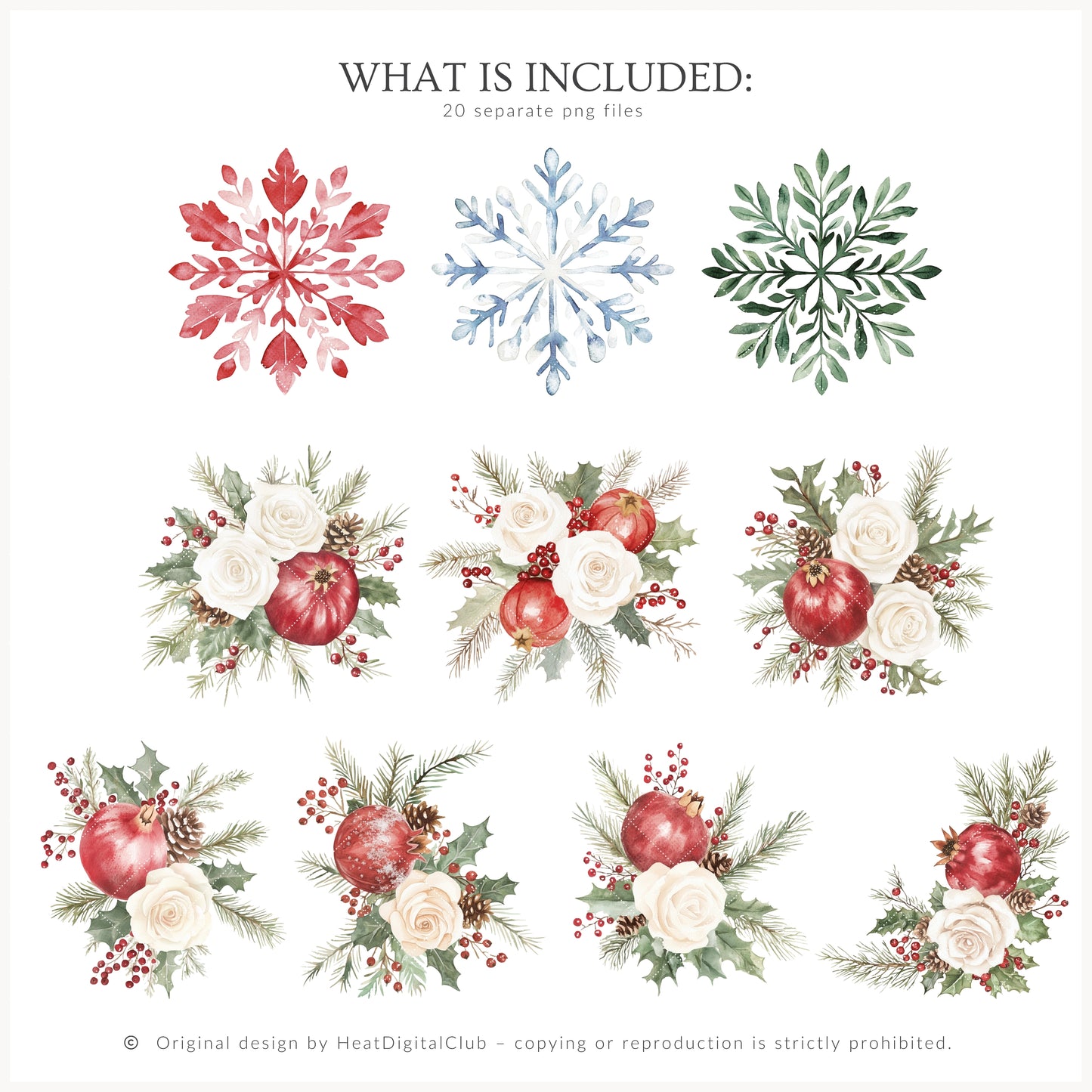 Winter Pomegranate - Floral Arrangements, Christmas Bouquets & Ornaments | 20 PNG
