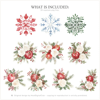 Winter Pomegranate - Floral Arrangements, Christmas Bouquets & Ornaments | 20 PNG