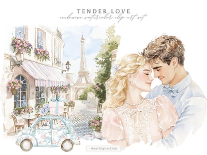 Tender Love - Grandmillennial Valentines Day Clipart, Elegant | 58 PNG
