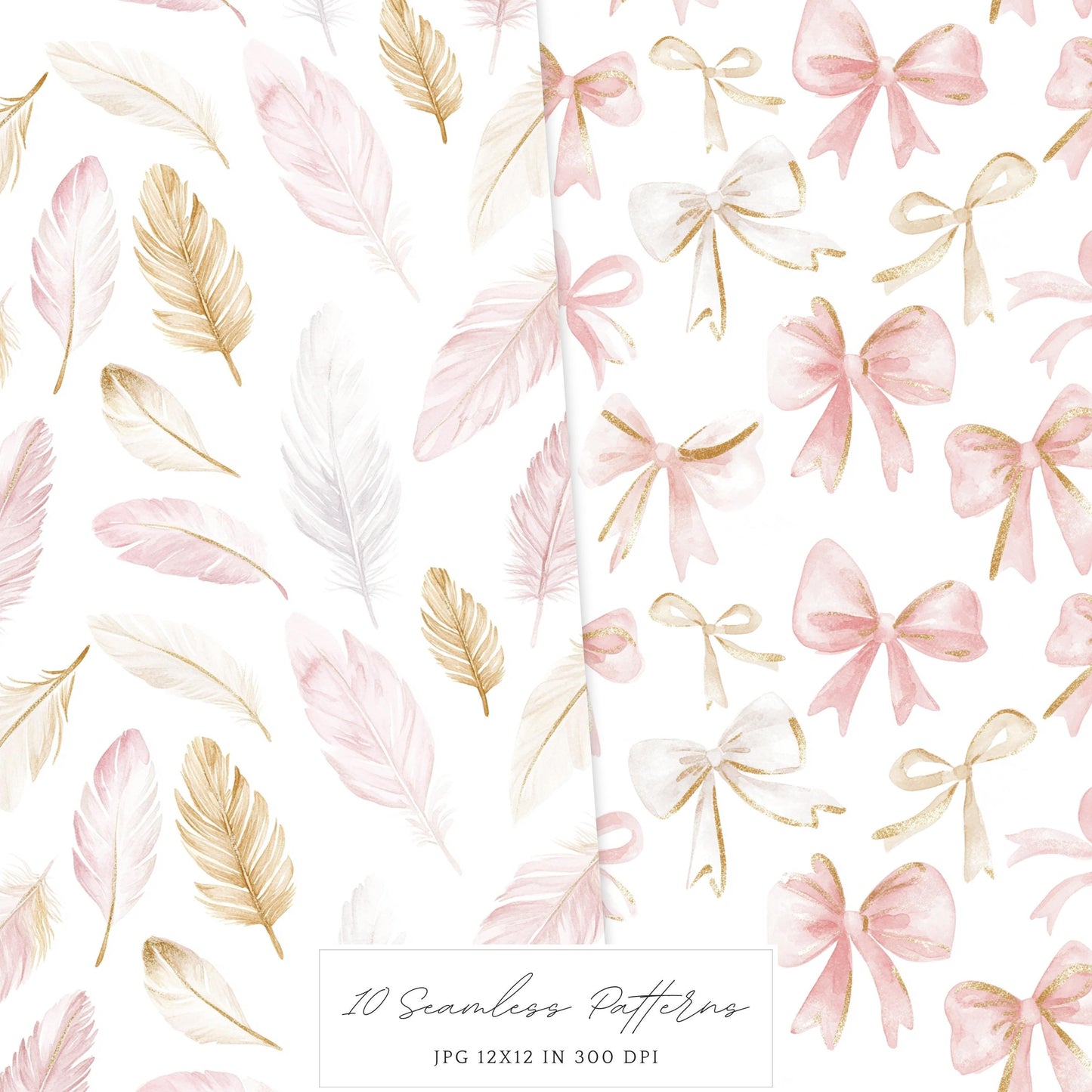 Spring Home - Seamless Patterns, Floral, Pink, Spring | 10 JPEG