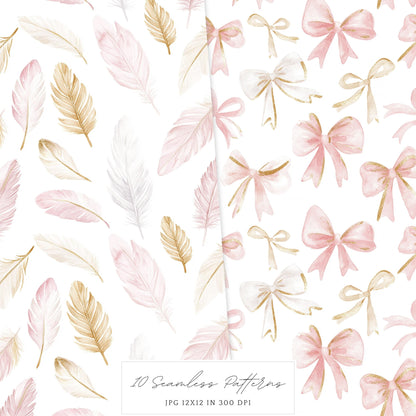 Spring Home - Seamless Patterns, Floral, Pink, Spring | 10 JPEG