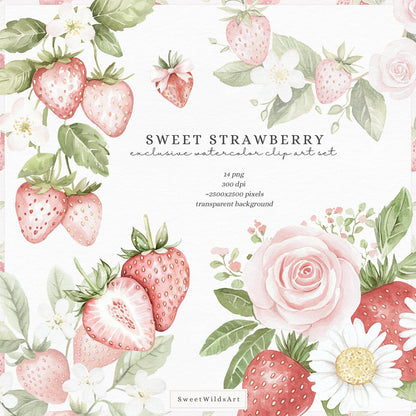Sweet Strawberry - Strawberry and Rose Floral Arrangements | 14 PNG