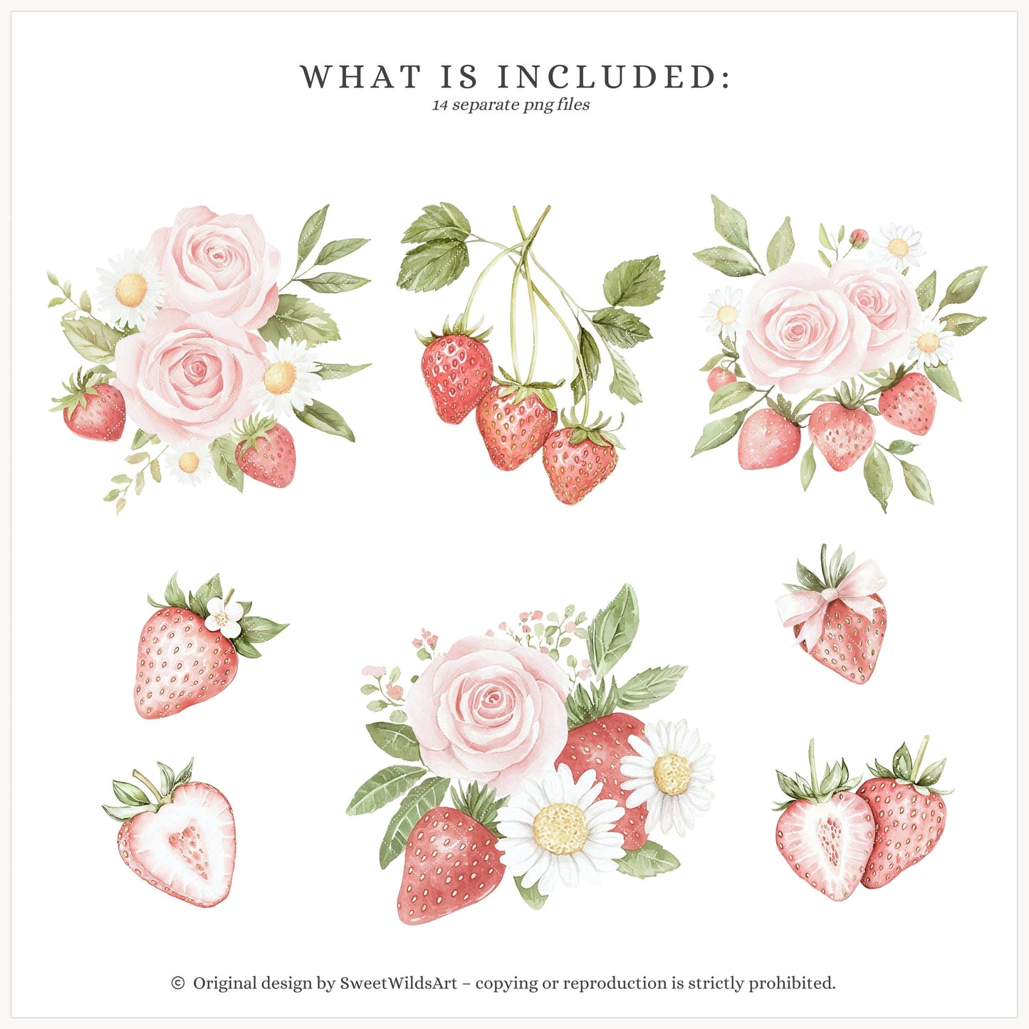 Sweet Strawberry - Strawberry and Rose Floral Arrangements | 14 PNG