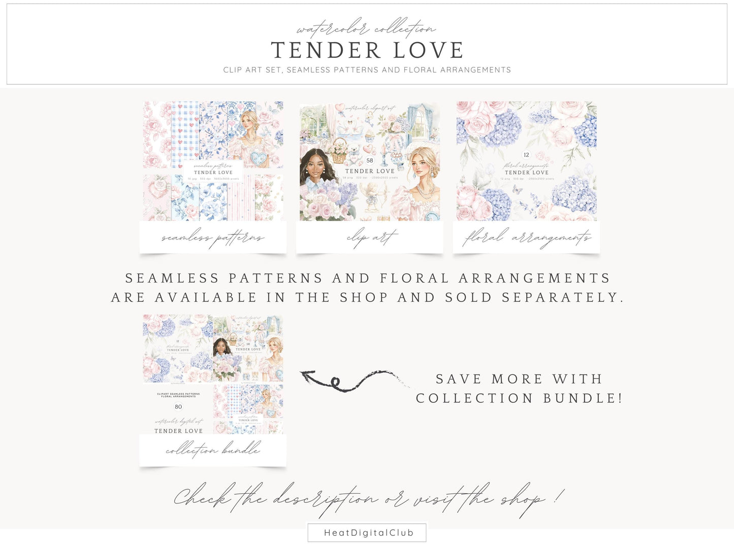 Tender Love - Grandmillennial Valentines Day Clipart, Elegant | 58 PNG