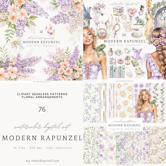 Modern Rapunzel - Collection Bundle | 76 PNG/JPEG