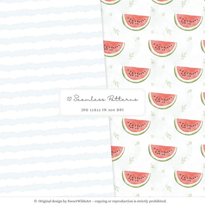 Vacation Vibe - Seamless Patterns, Tropical Beach, Ocean Baby Shower | 10 JPEG