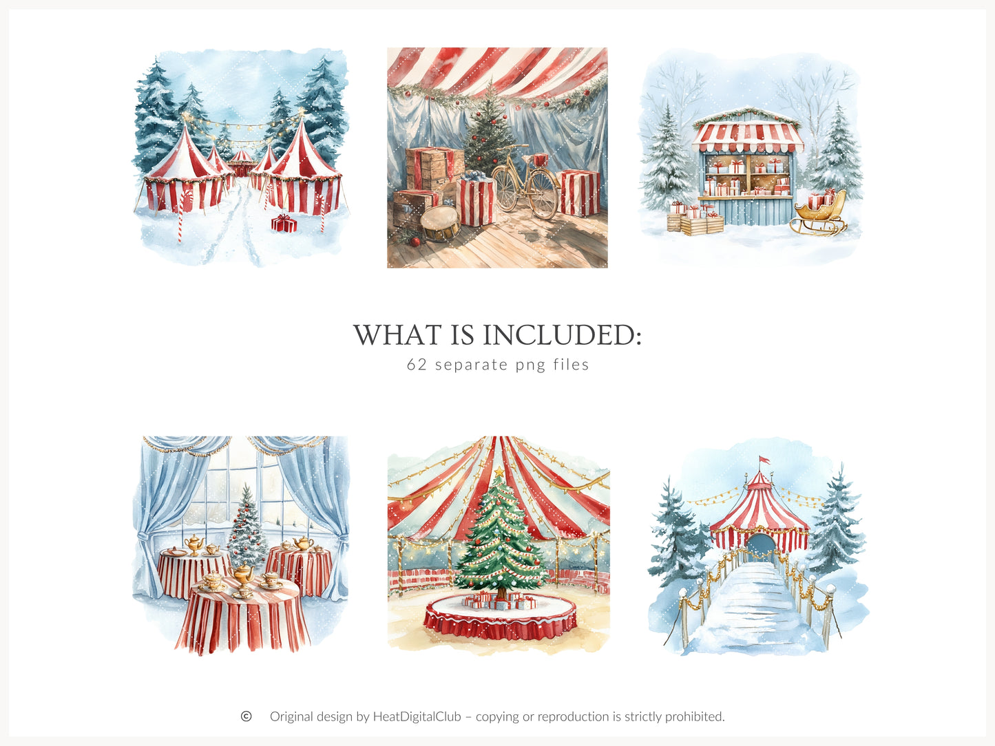 Holiday Circus - Christmas Clipart, Cute Festive Animals, Holiday Carnival  | 62 PNG