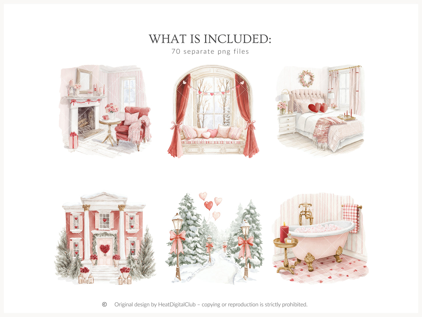 Heart to Heart - Valentine's Day Clipart, Cute Animals, Hearts, Bows, Romantic Love | 70 PNG