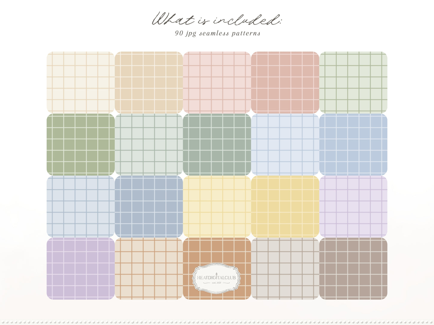 Pastel Checks Seamless Patterns, Modern Gingham Plaid Collection | 90 JPEG