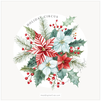 Holiday Circus - Floral Arrangements, Poinsettia, Festive Christmas Flowers | 20 PNG