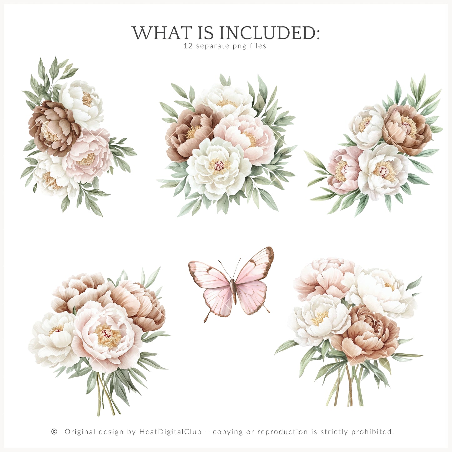 Blush Academia - Floral Arrangements, Peonies, Light Academia Flowers | 12 PNG