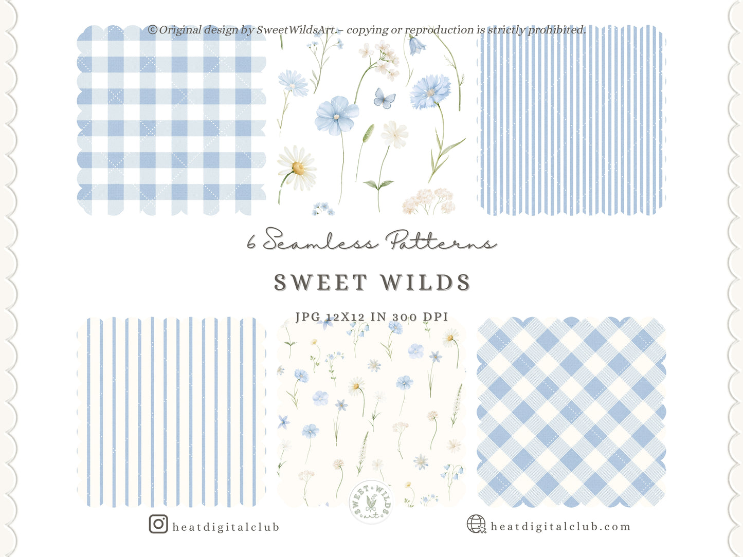 Sweet Wilds - Flowers Clipart, Meadow Flowers, Light Blue Floral, Wildflower Baby Shower | 70 PNG/JPEG