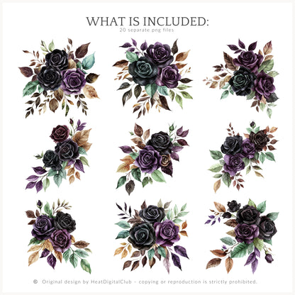Twilight Chamber - Floral Arrangement, Halloween, Autumn, Gothic Rose | 20 PNG