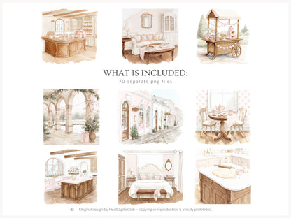 Sweet Romance - Valentine's Day Bakery Clipart, Romantic Baking, Love Aesthetic | 70 PNG