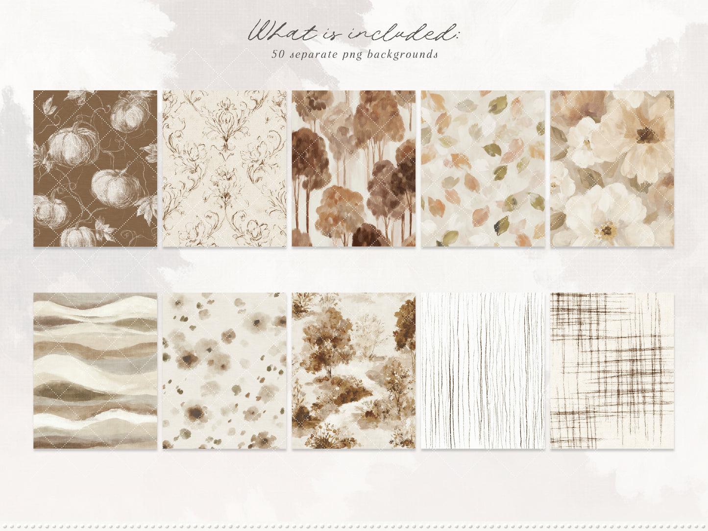 Autumn Palette - Clipart, Vintage Fall Backgrounds, Botanical Bundle | 121 PNG