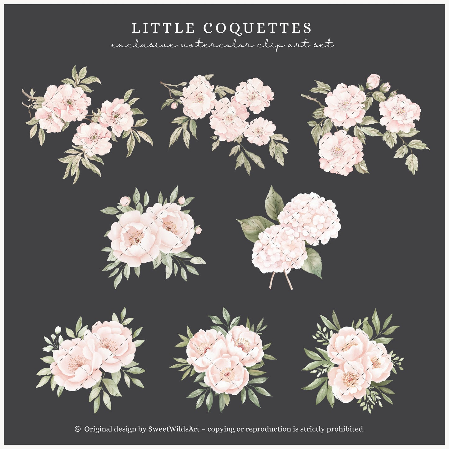 Little Coquettes - Floral Arrangements, Pink Peonies Bouquet, Girly Romantic | 21 PNG