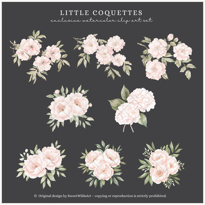 Little Coquettes - Floral Arrangements, Pink Peonies Bouquet, Girly Romantic | 21 PNG