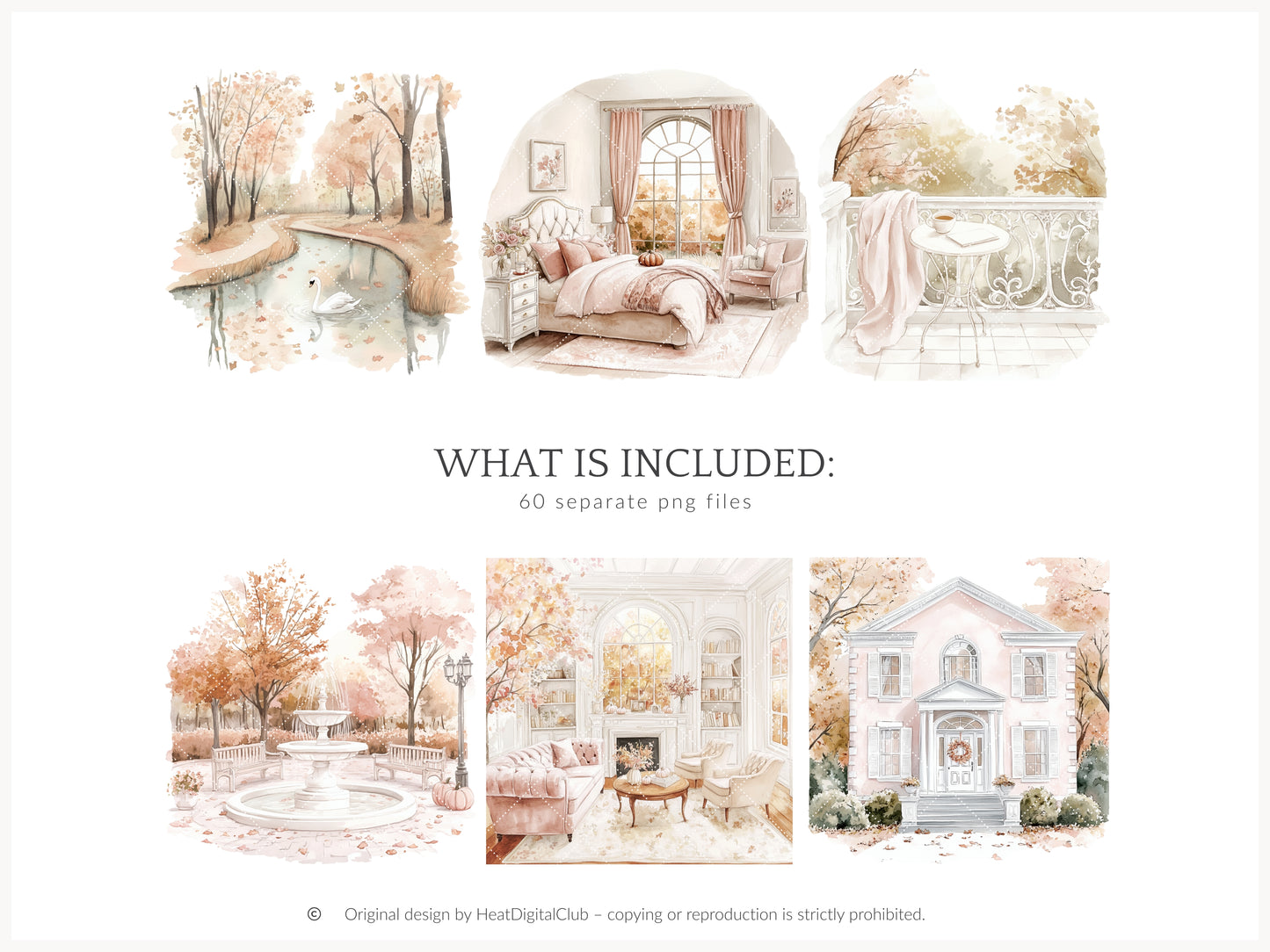 Falling Pretty - Fall Clipart, Autumn, Pink Pumpkins, Coquette | 60 PNG
