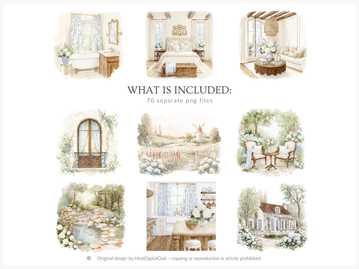Quiet Cottage - Clipart, French Country Cottagecore, Rustic Vintage Aesthetic | 70 PNG