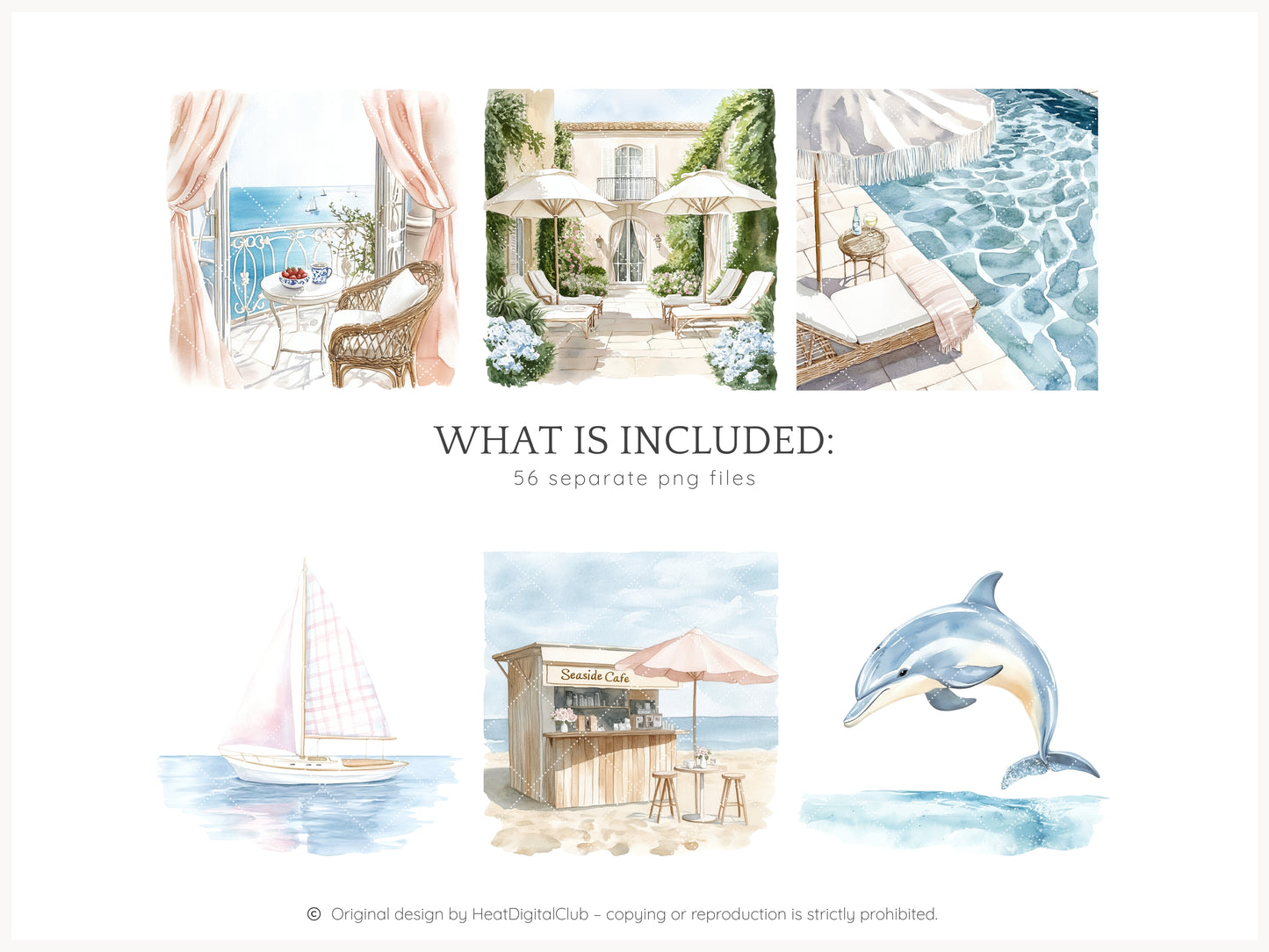 Summer Chic – Grandmillennial Vacation Clipart Set | 56 PNG