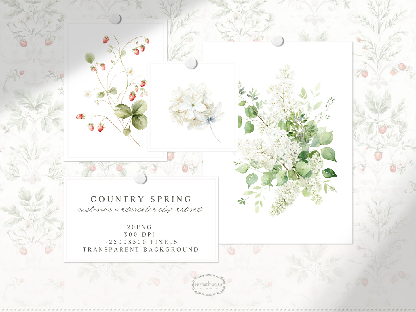 Country Spring - Floral Arrangements Clipart, White Lilac Flowers, Soft Neutral Bouquet, Cottagecore Floral | 20 PNG