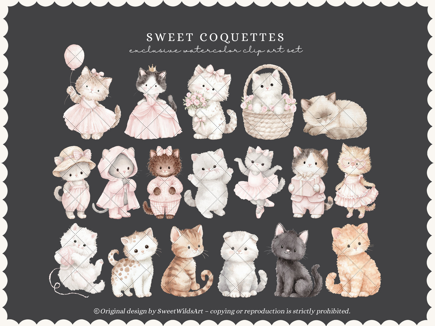 Sweet Coquettes - Kitten Clipart, Cute Pink Cats, Coquette Nursery, Baby Girl Graphics, Ballet Cat | 60 PNG