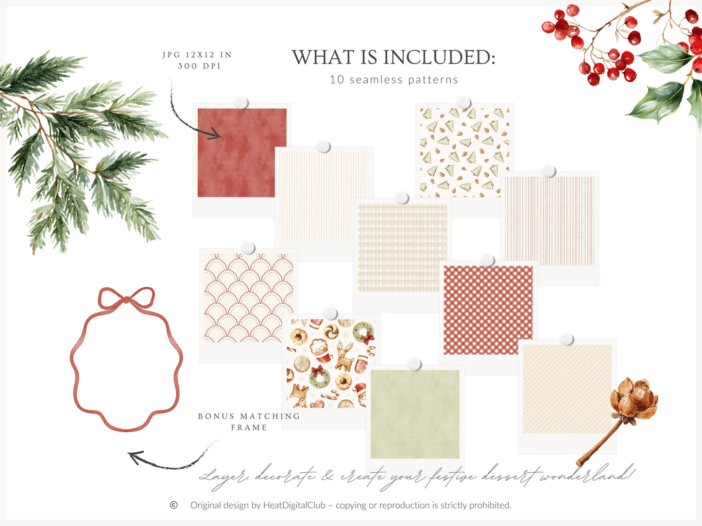 Holiday Treats - Christmas Bakery Clipart, Festive Desserts, Cozy Sweets, Cake,Cookies | 80PNG/10JPEG