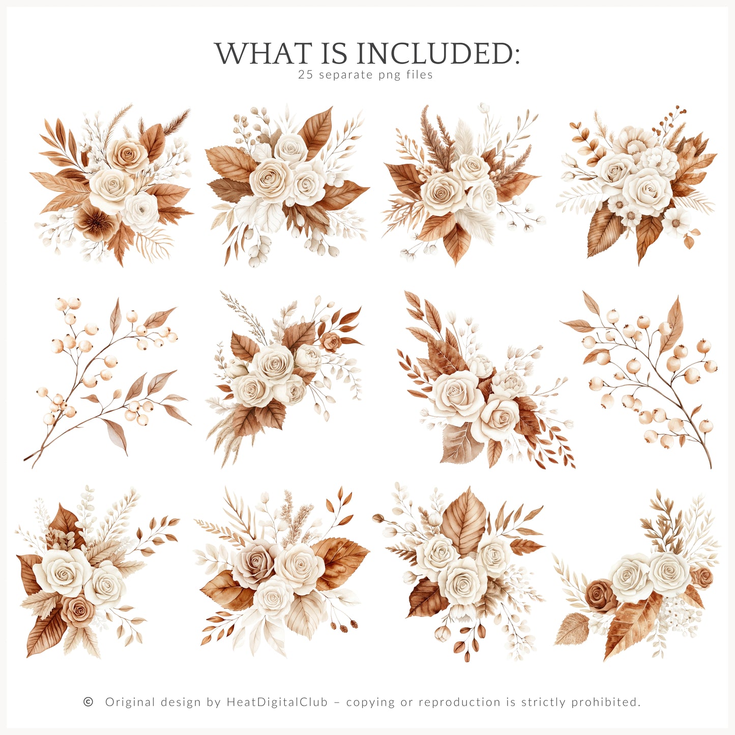 Cozy Haunt - Floral Arrangements Clipart, Fall Halloween Pumpkins | 25 PNG