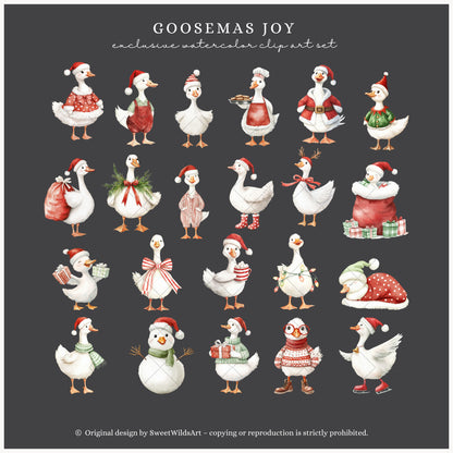 Goosemas Joy -Clipart, Cute Silly Christmas, Holiday Baby Geese, Baby Shower | 68 PNG