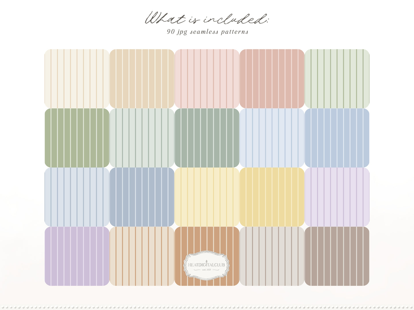 Pastel Stripes Seamless Patterns, Modern Soft Color Collection | 90 JPEG