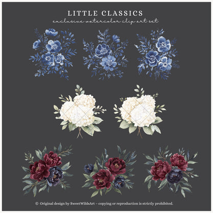 Little Classics - Watercolor Floral Arrangements, Chinoiserie, Beige Hydrangeas | 22 PNG