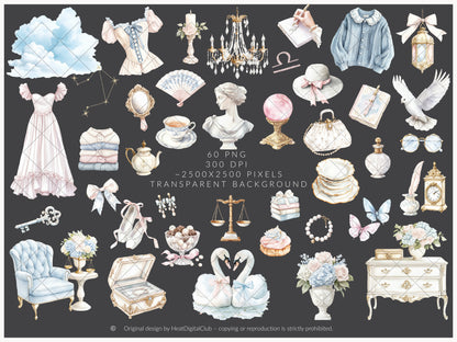 She is a Libra - Watercolor Clipart, Zodiac, Balance Scales, Feminine Zodiac, Astrology | 60 PNG