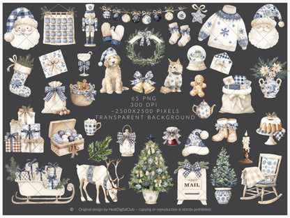 Timeless Noël - Clipart Set, Cozy Winter, Christmas, Grandmillennial  | 65 PNG/JPEG