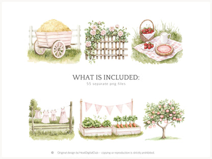 Lovely Farm - Clipart, Coquette Farm, Strawberry Pink Country | 55 PNG