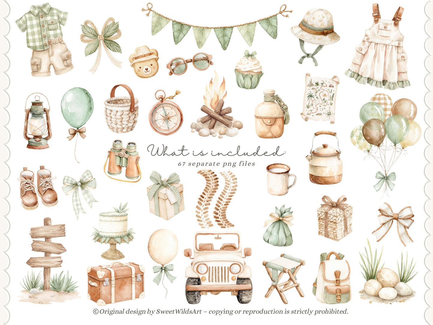 Safari Classics - Teddy Bear Clipart, Cute Jungle Animals, Baby Shower Nursery | 67 PNG