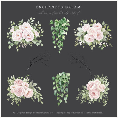 Enchanted Dream - Floral Arrangements Clipart, Wild Rose | 14 PNG