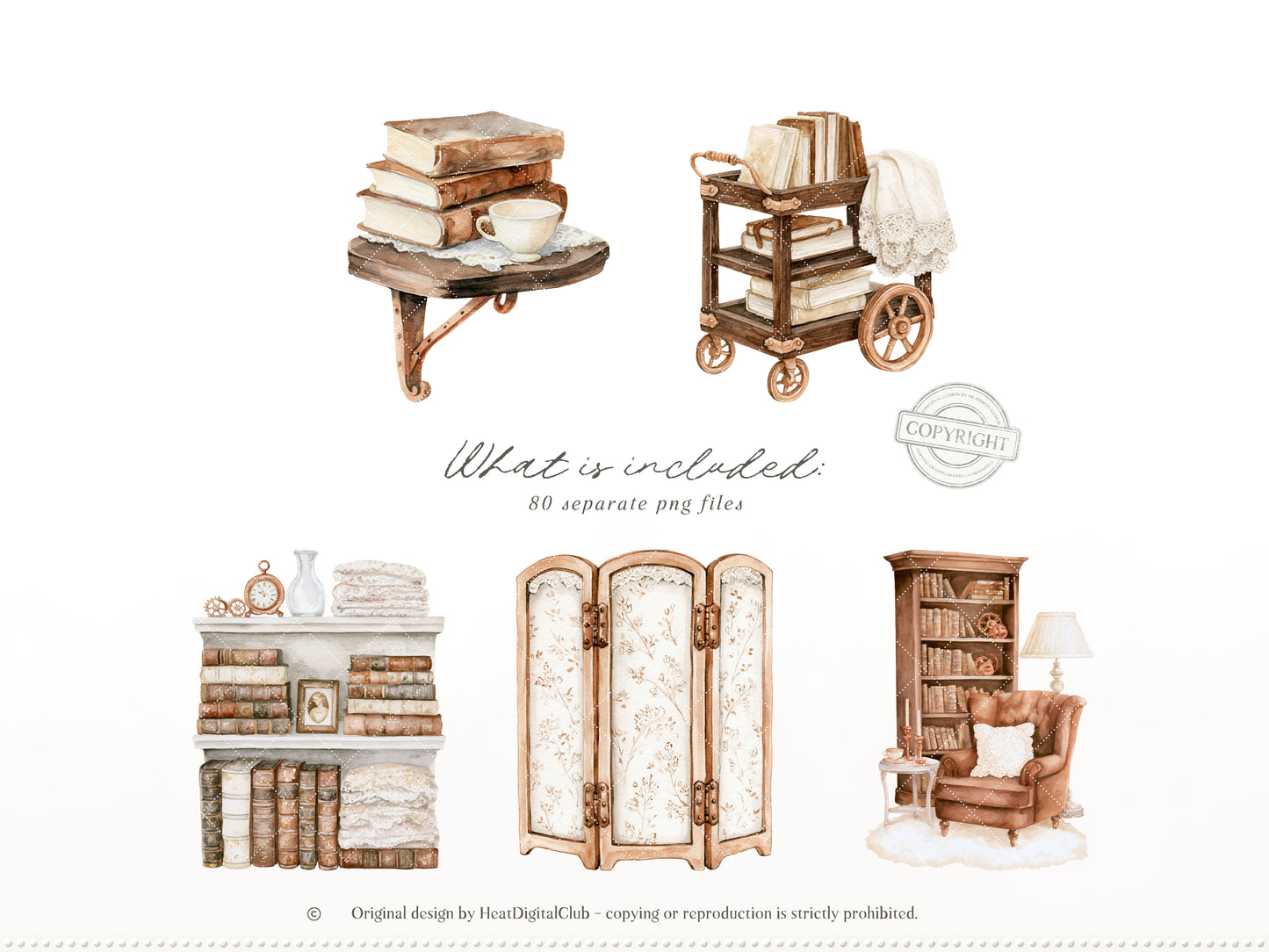 Soft Steampunk - Clipart, Feminine Steampunk, Victorian Clip Art Ephemera, Books, Fantasy | 90 PNG/JPEG