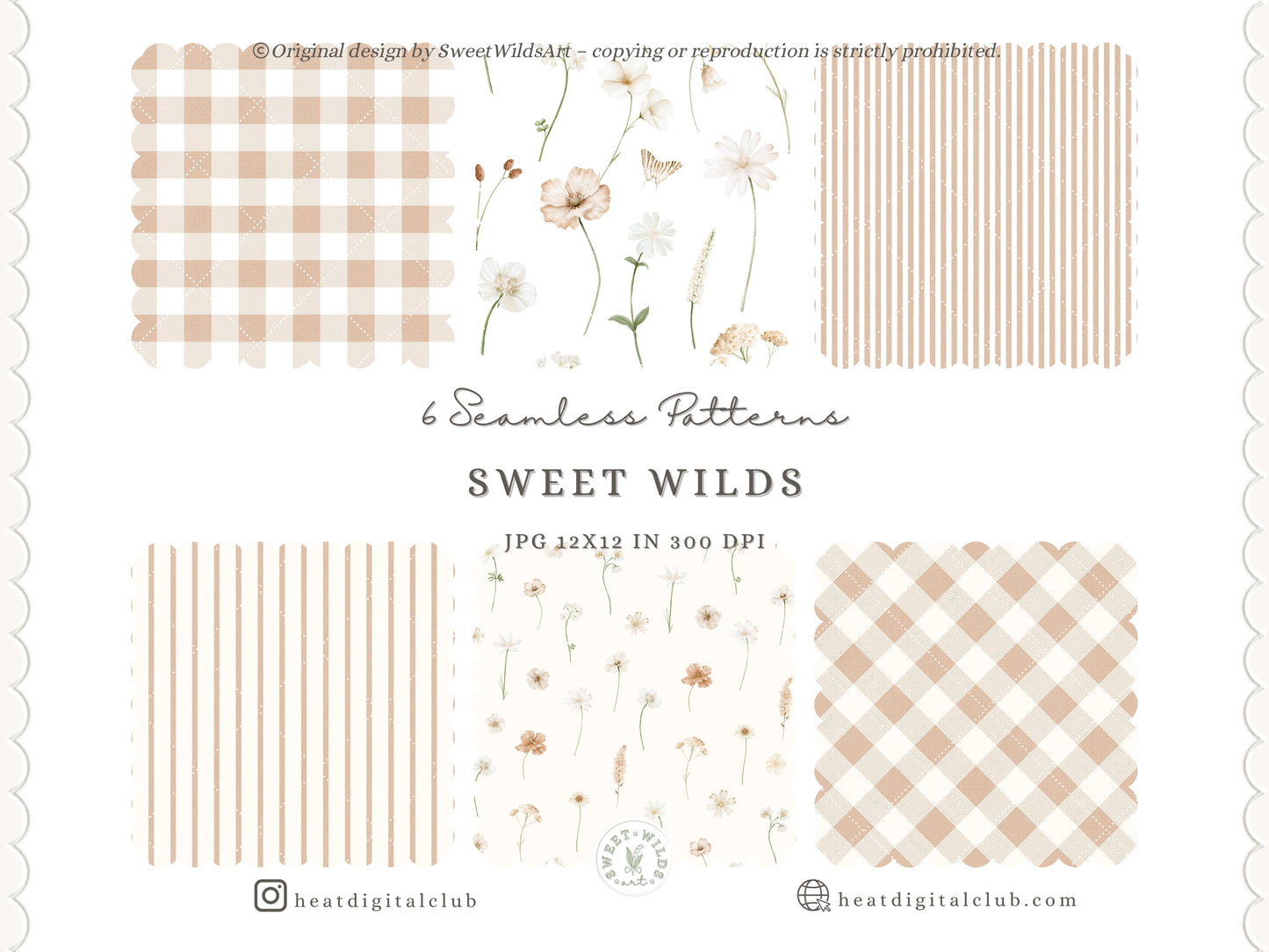 Sweet Wilds - Flowers Clipart, Meadow Flowers, Neutral Floral, Beige Ivory Flowers, Wildflower Baby Shower | 68 PNG/JPEG